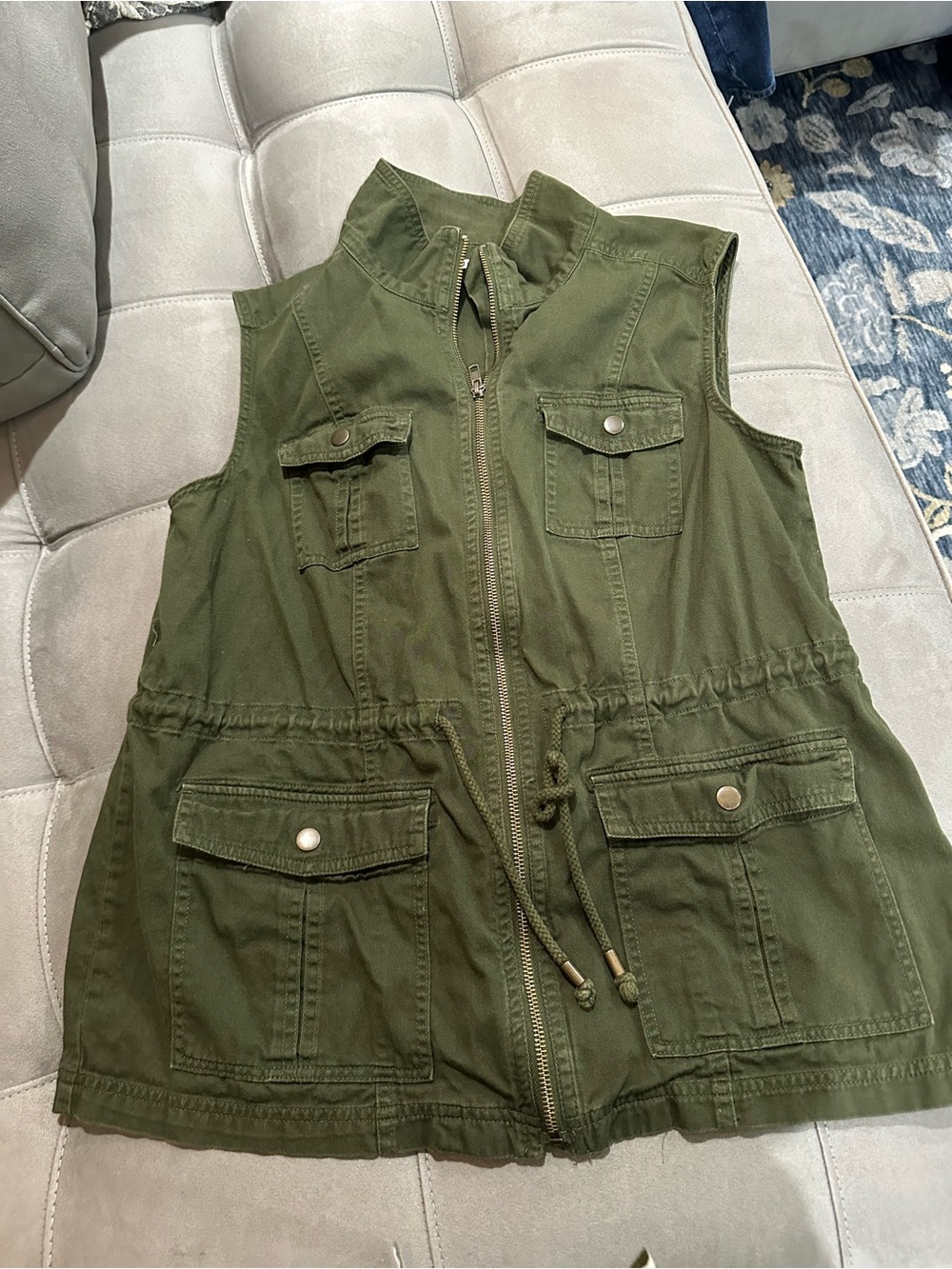 Merona Olive Green Utility Vest with Front Zip